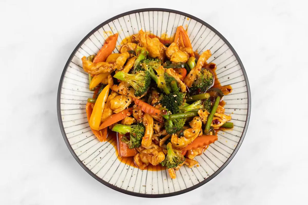 Stir fried chicken with broccoli and peppers at Wabi Wok & Ramen, an Asian Restaurant in Milford
